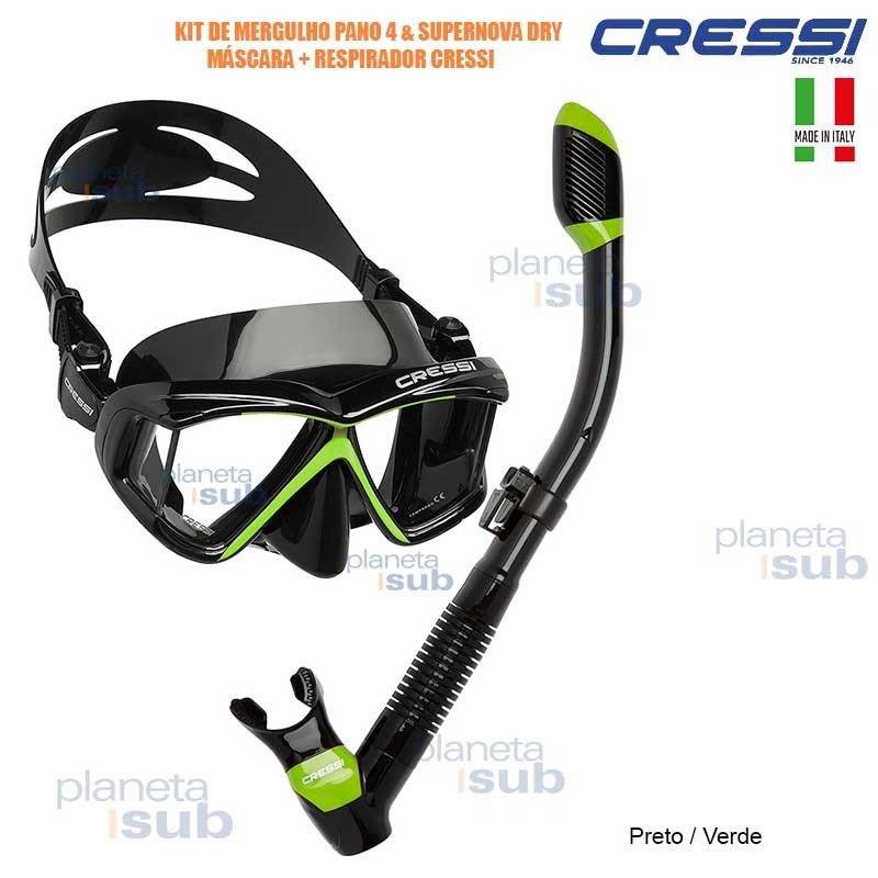 KIT PANO 4 + DRY CRESSI PRETO/VERDE